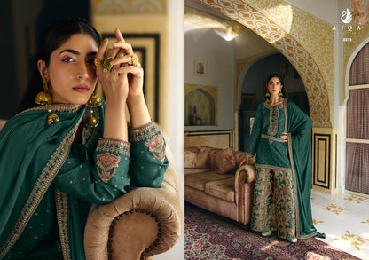 Noorvika Aiqa Russian Silk Plazzo Style Suits Exporter Ahmedabad