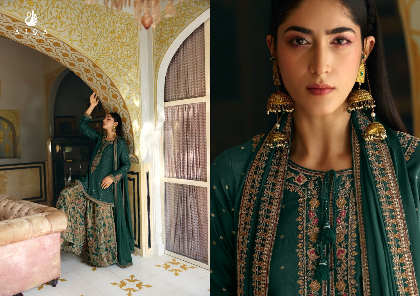 Noorvika Aiqa Russian Silk Plazzo Style Suits Exporter Ahmedabad
