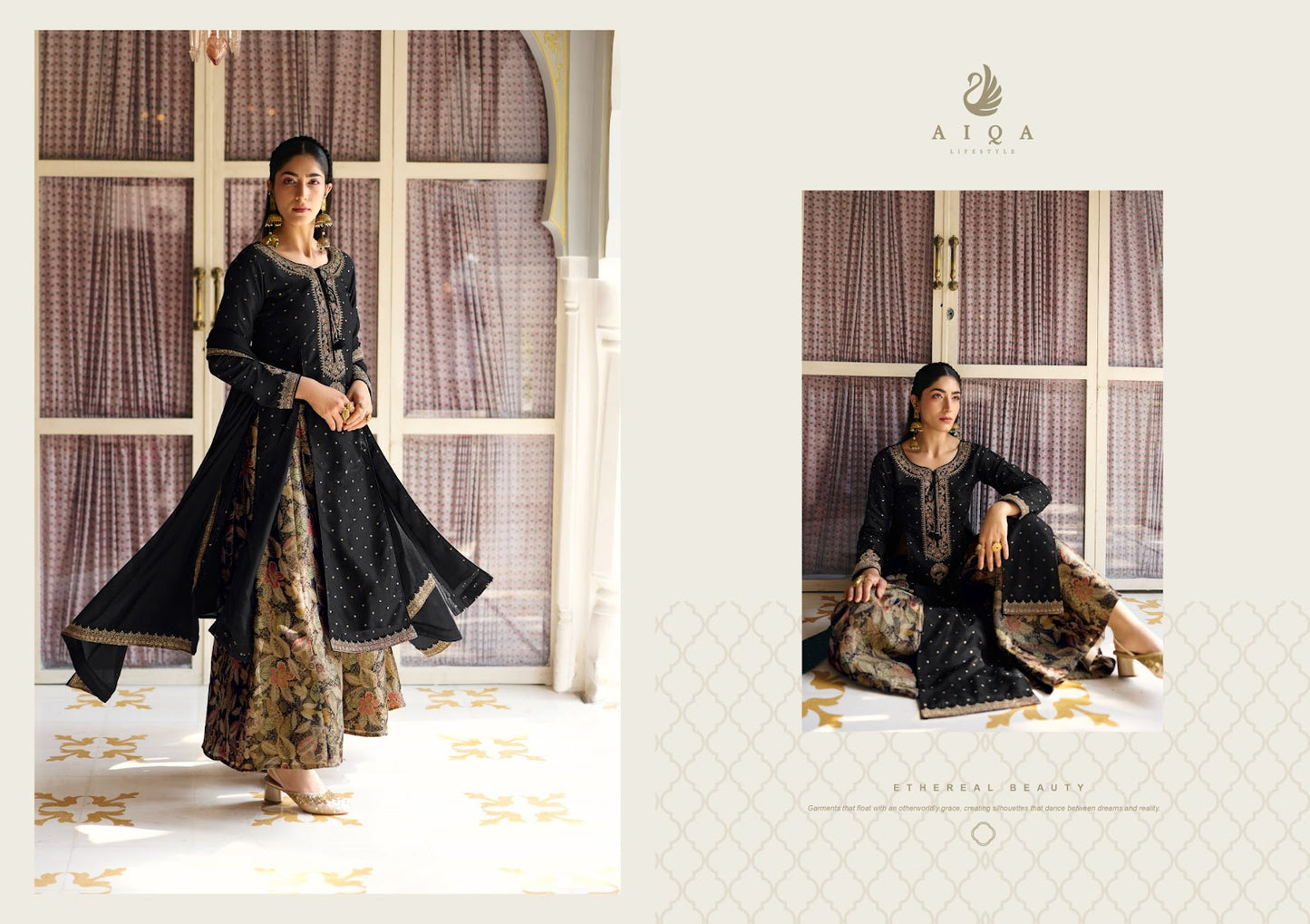 Noorvika Aiqa Russian Silk Plazzo Style Suits Exporter Ahmedabad
