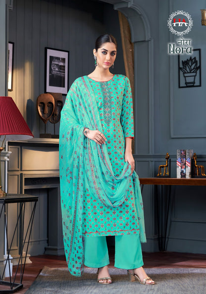 Nora Harshit Fashion Viscose Rayon Pant Style Suits Wholesaler India