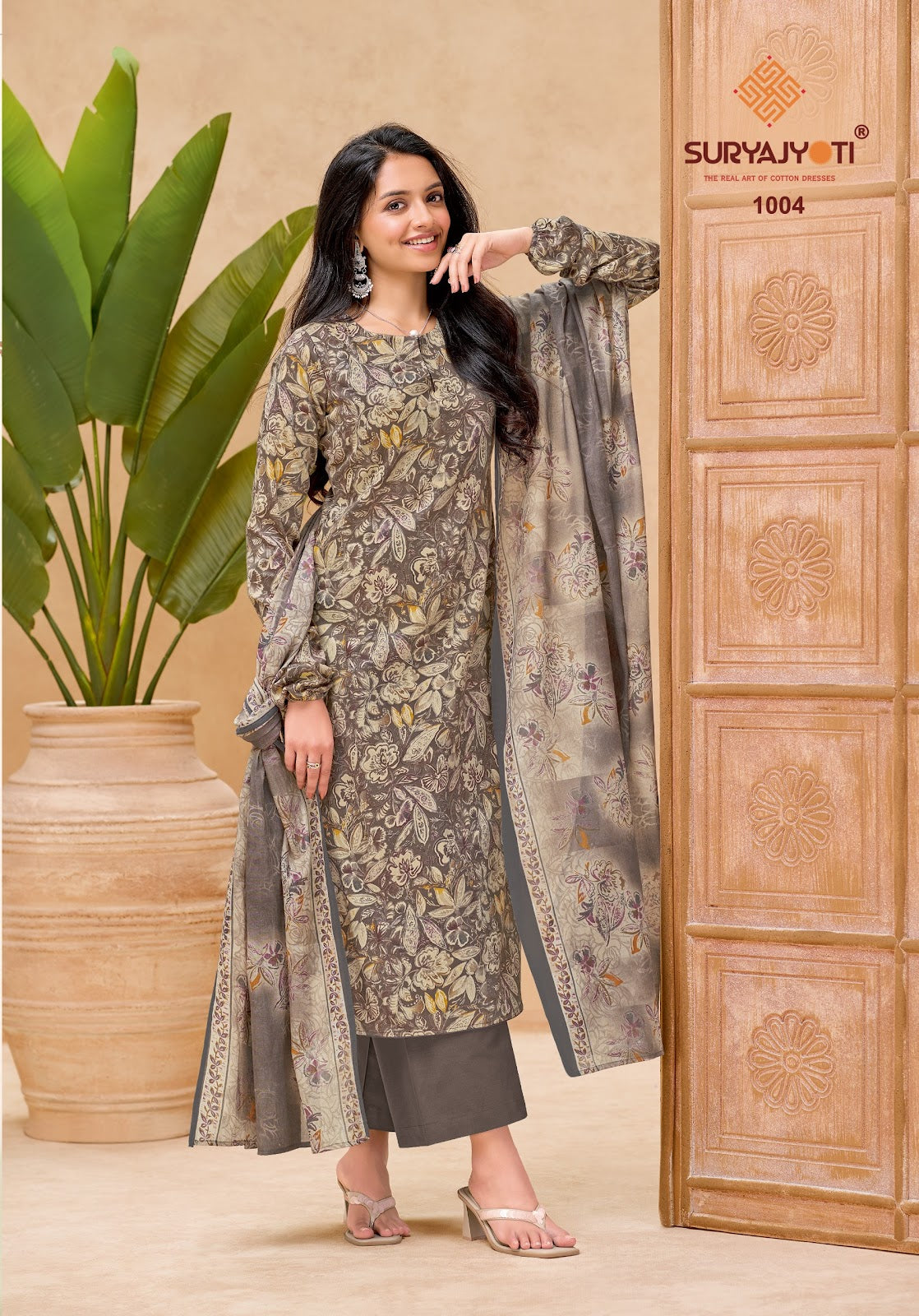 Nora Vol 1 Cotton Dupatta Suryajyoti Jaam Satin Pant Style Suits Wholesaler Gujarat