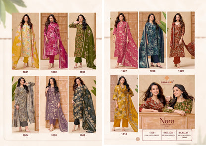 Nora Vol 1 Cotton Dupatta Suryajyoti Jaam Satin Pant Style Suits Wholesaler Gujarat