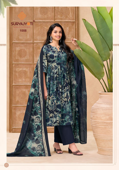 Nora Vol 1 Cotton Dupatta Suryajyoti Jaam Satin Pant Style Suits Wholesaler Gujarat
