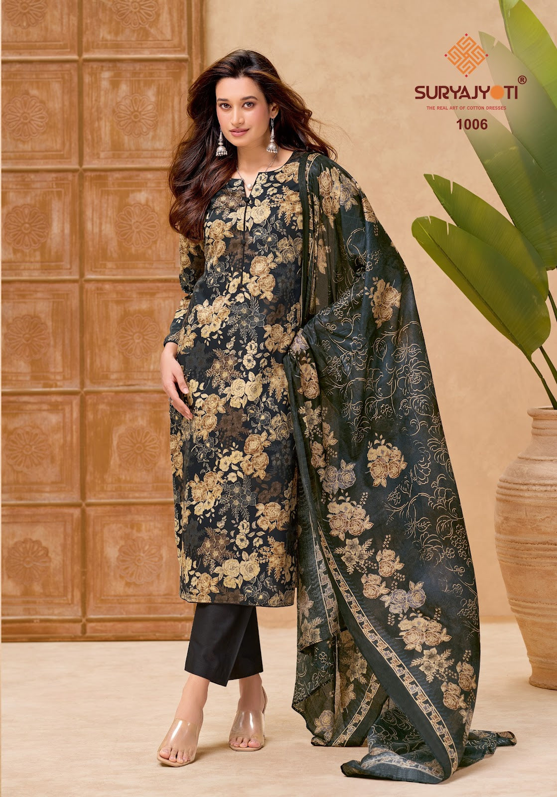 Nora Vol 1 Cotton Dupatta Suryajyoti Jaam Satin Pant Style Suits Wholesaler Gujarat
