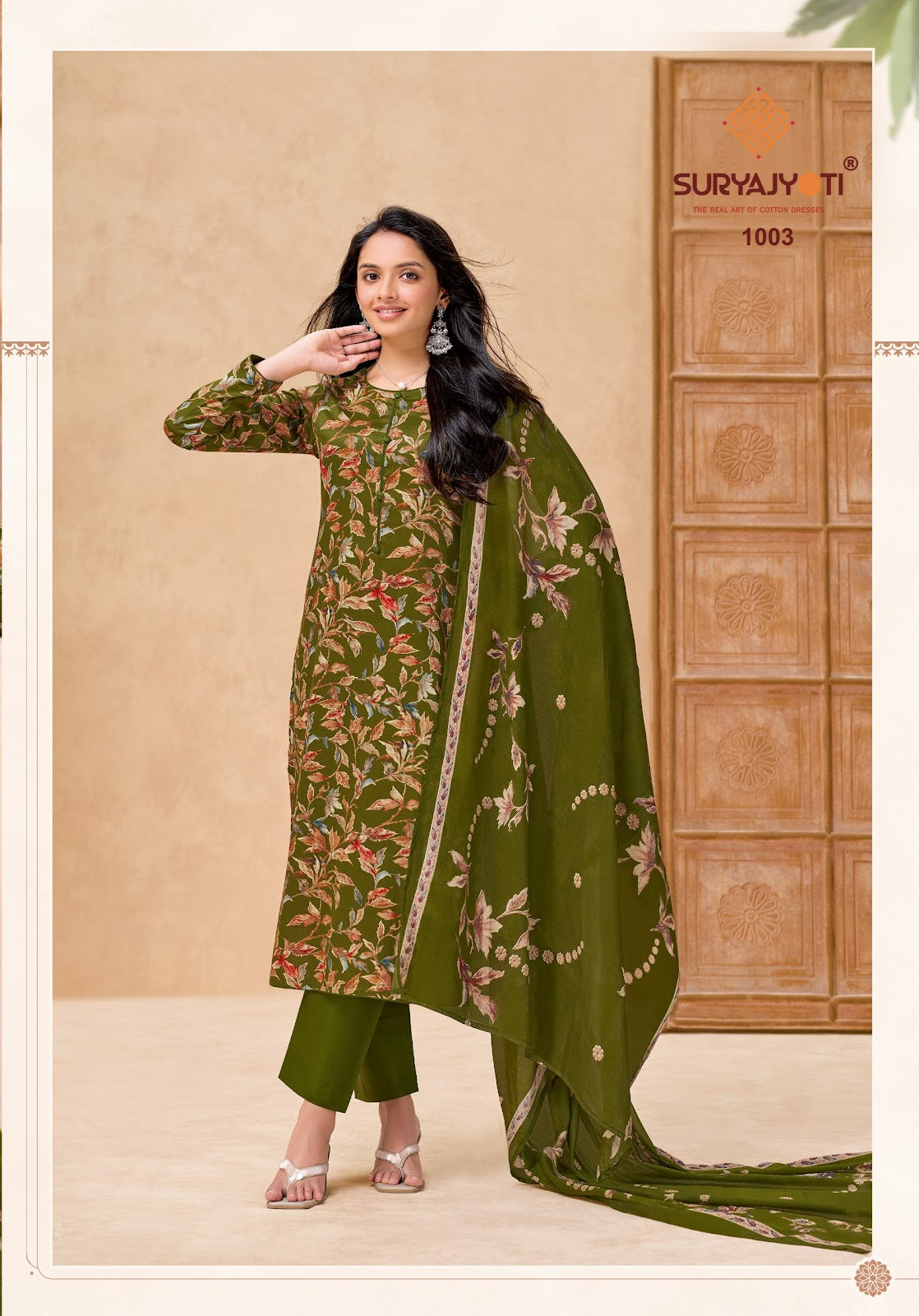 Nora Vol 1 Cotton Dupatta Suryajyoti Jaam Satin Pant Style Suits Wholesaler Gujarat