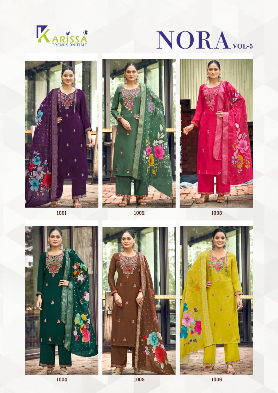 Nora Vol 5 Karissa Viscose Weaving Readymade Pant Style Suits Wholesaler Ahmedabad