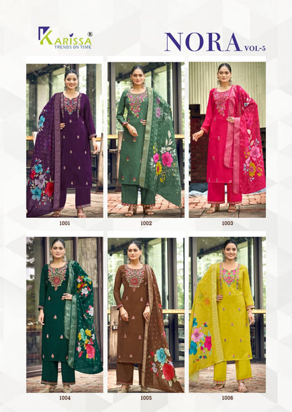 Nora Vol 5 Karissa Viscose Weaving Readymade Pant Style Suits Wholesaler Ahmedabad