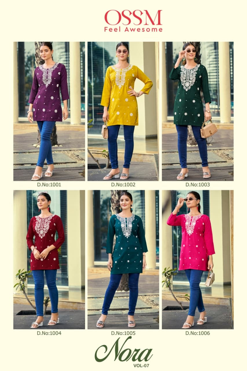Nora Vol 7 Ossm Rayon 16Kg Short Kurtis Exporter Ahmedabad