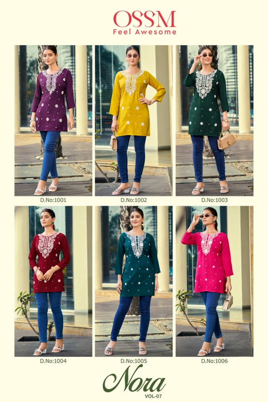 Nora Vol 7 Ossm Rayon 16Kg Short Kurtis Exporter Ahmedabad