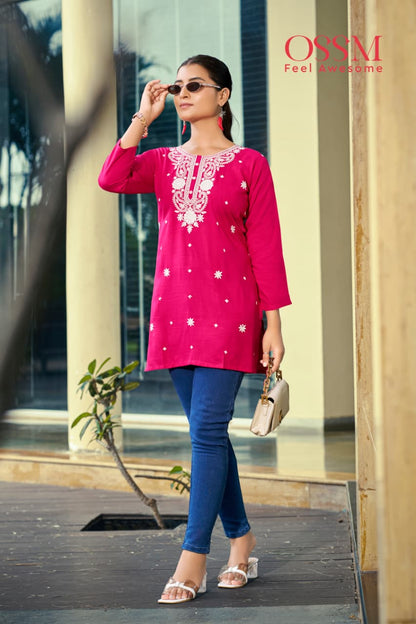 Nora Vol 7 Ossm Rayon 16Kg Short Kurtis Exporter Ahmedabad