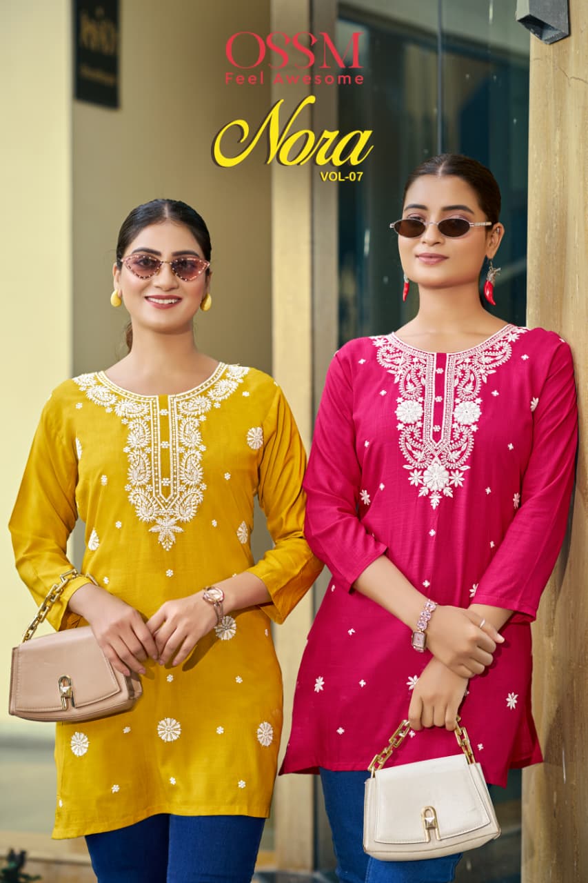 Nora Vol 7 Ossm Rayon 16Kg Short Kurtis Exporter Ahmedabad