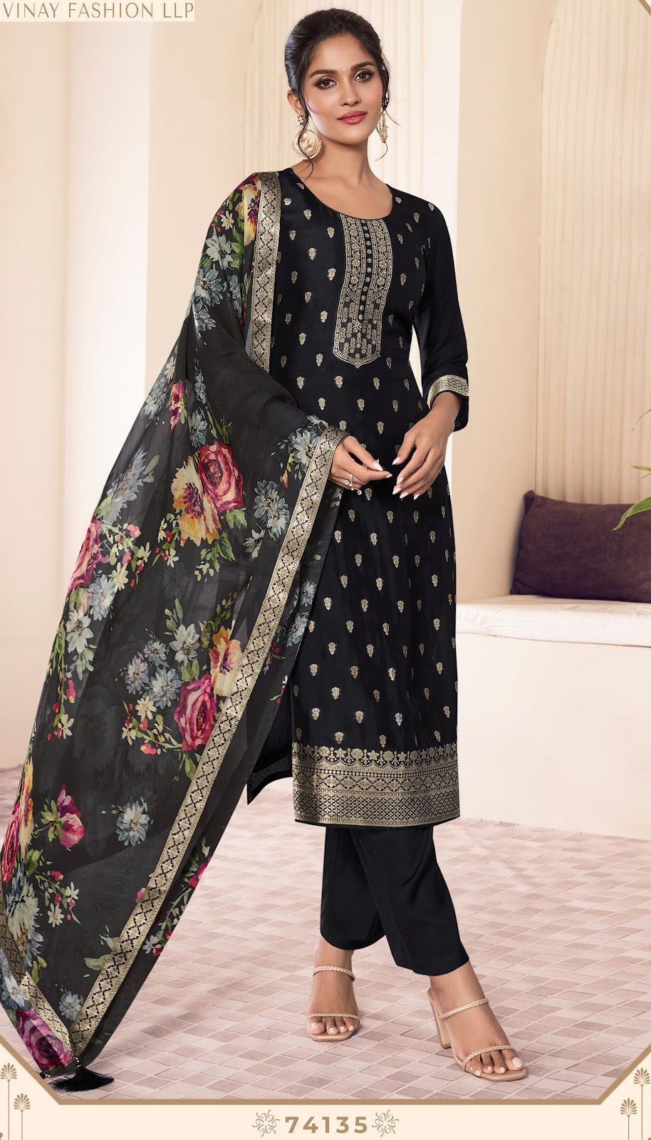 Noraa 2 Kuleesh Vinay Fashion Llp Silk Jacquard Pant Style Suits Wholesaler Gujarat
