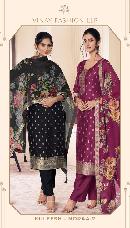 Noraa 2 Kuleesh Vinay Fashion Llp Silk Jacquard Pant Style Suits Wholesaler Gujarat