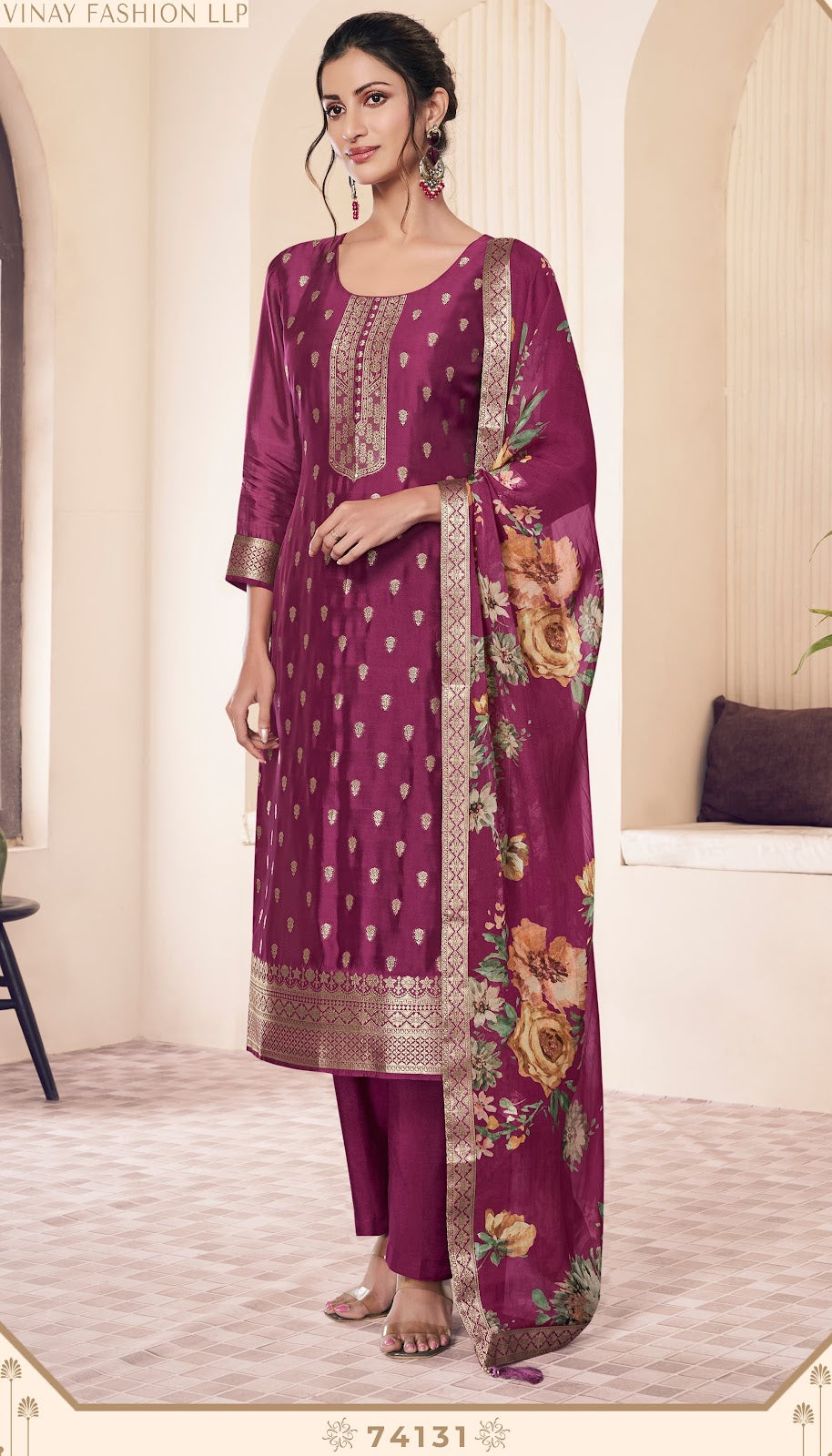 Noraa 2 Kuleesh Vinay Fashion Llp Silk Jacquard Pant Style Suits Wholesaler Gujarat