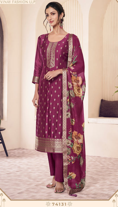 Noraa 2 Kuleesh Vinay Fashion Llp Silk Jacquard Pant Style Suits Wholesaler Gujarat