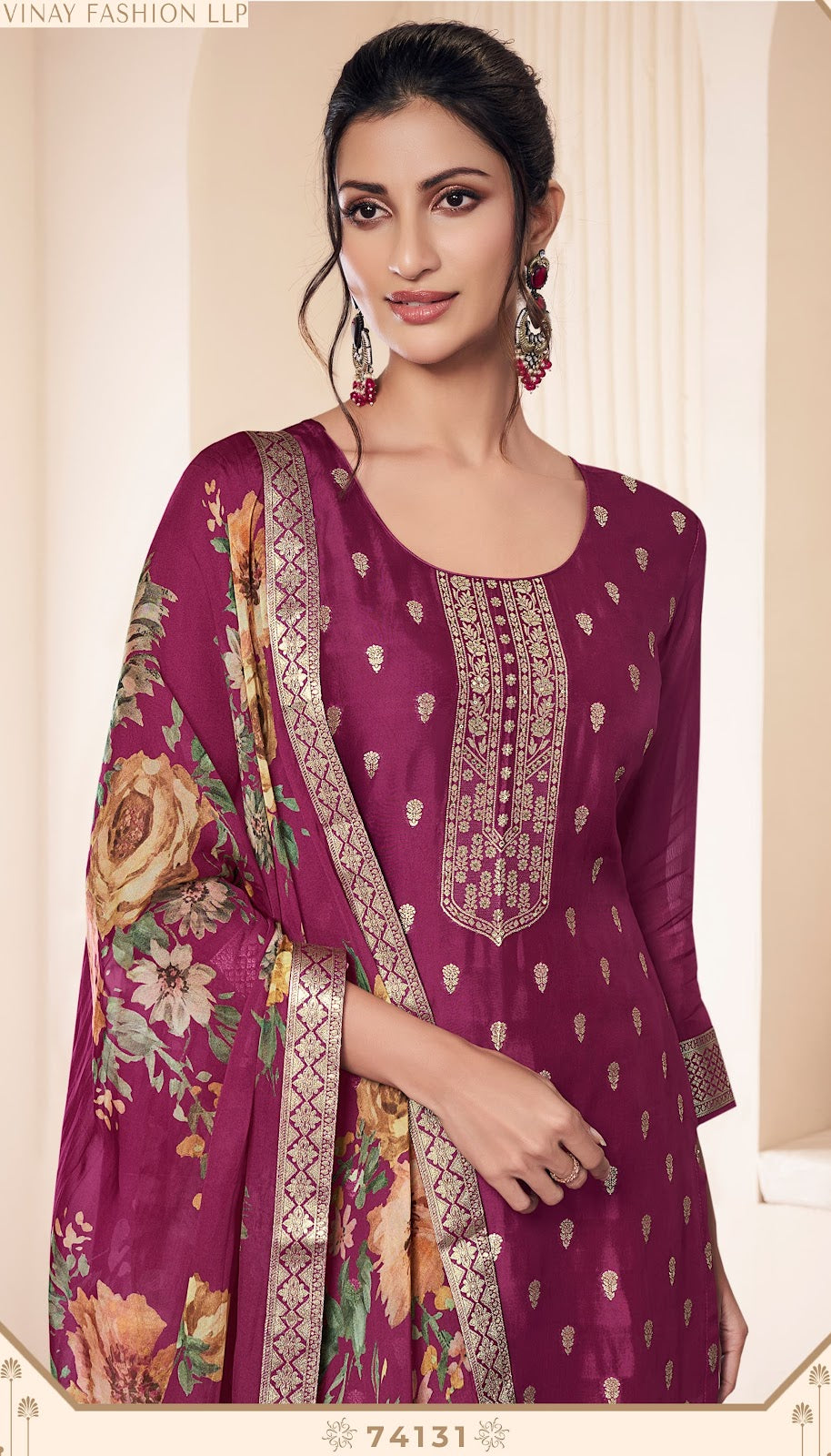 Noraa 2 Kuleesh Vinay Fashion Llp Silk Jacquard Pant Style Suits Wholesaler Gujarat