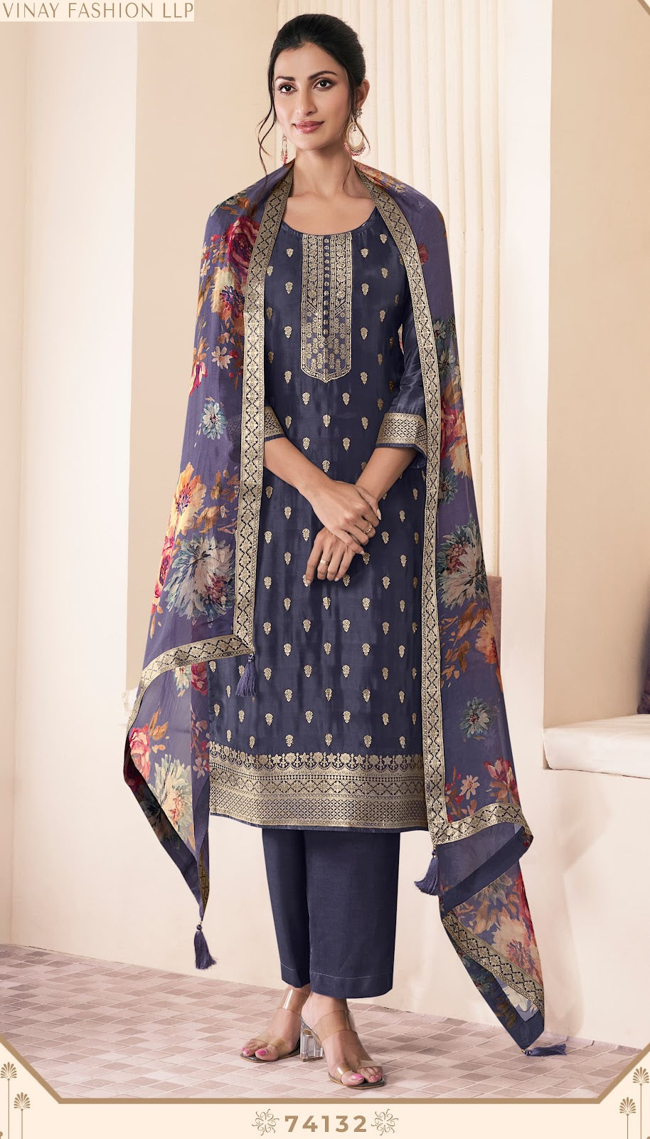 Noraa 2 Kuleesh Vinay Fashion Llp Silk Jacquard Pant Style Suits Wholesaler Gujarat