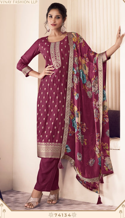 Noraa 2 Kuleesh Vinay Fashion Llp Silk Jacquard Pant Style Suits Wholesaler Gujarat