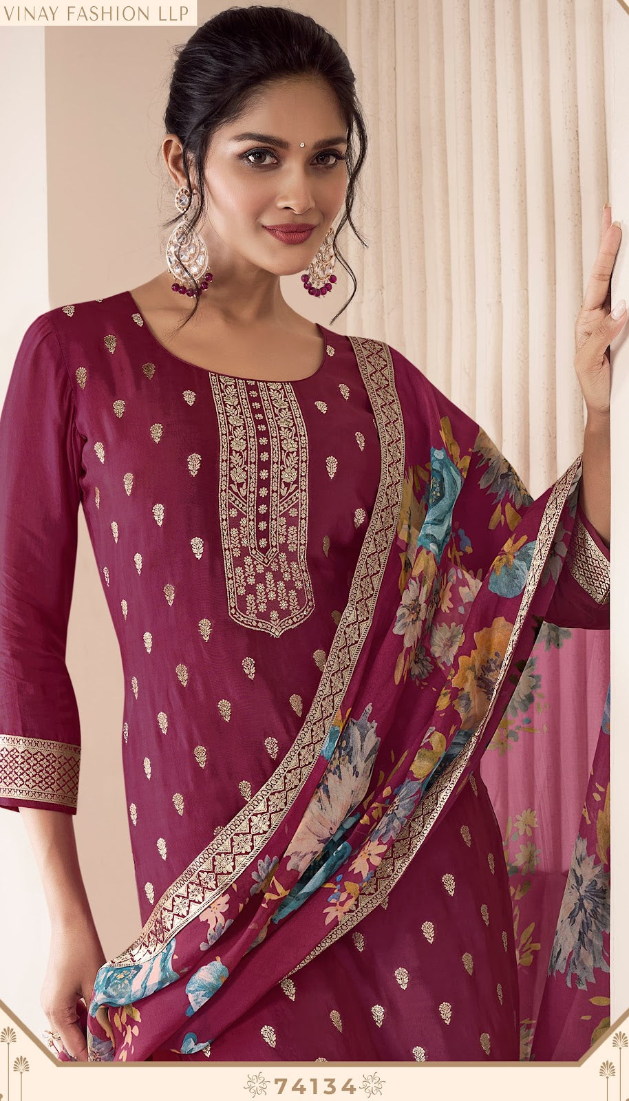 Noraa 2 Kuleesh Vinay Fashion Llp Silk Jacquard Pant Style Suits Wholesaler Gujarat