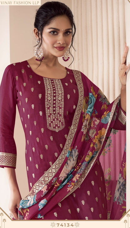 Noraa 2 Kuleesh Vinay Fashion Llp Silk Jacquard Pant Style Suits Wholesaler Gujarat
