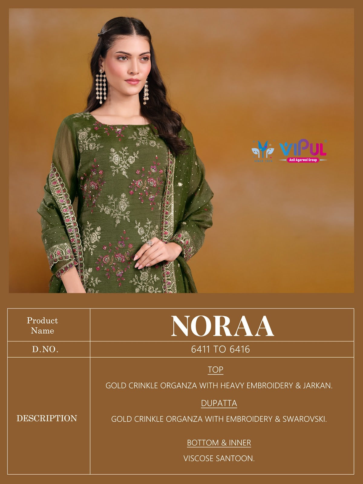 Noraa Vipul Organza Pant Style Suits Wholesaler