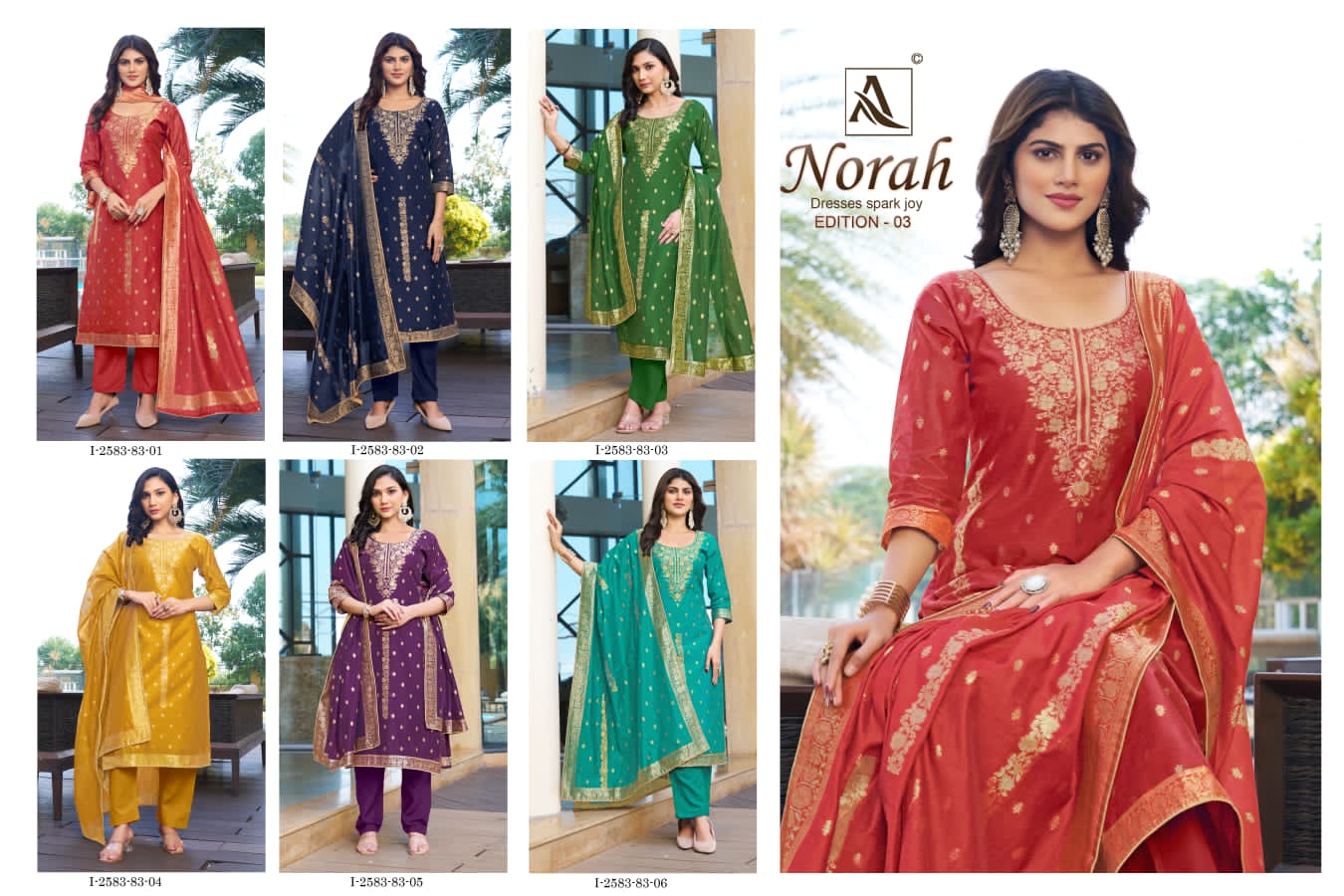 Norah Edition 3 Alok Jacquard Karachi Salwar Suits Supplier