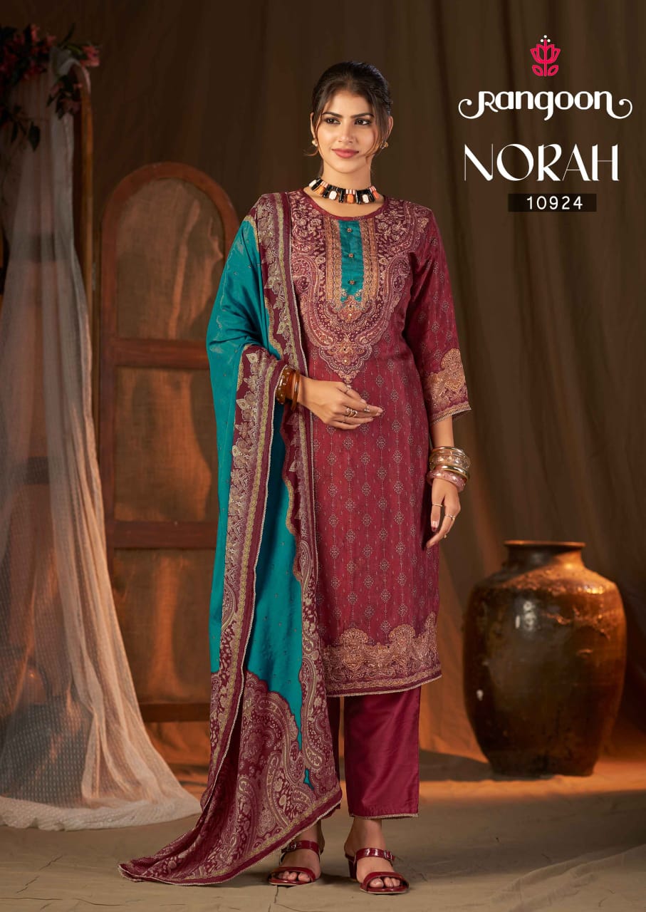 Norah Rangoon Muslin Readymade Pant Style Suits Exporter