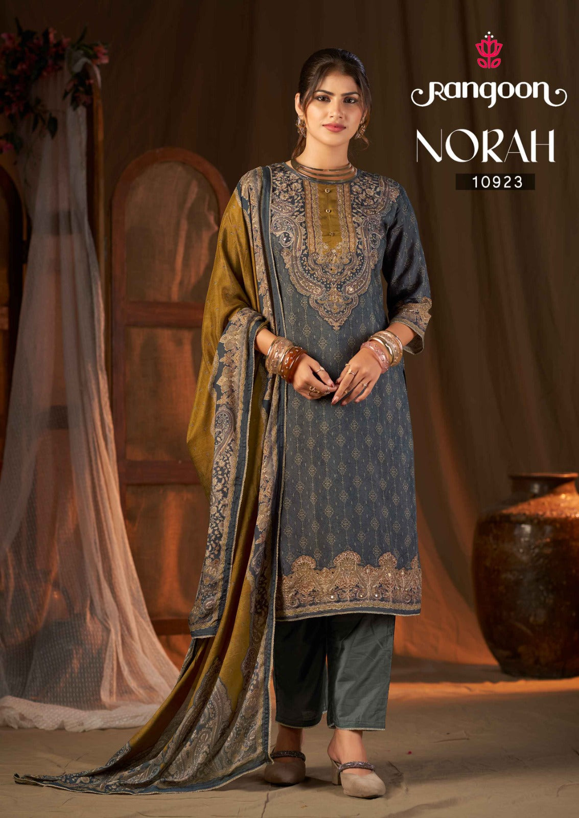 Norah Rangoon Muslin Readymade Pant Style Suits Exporter