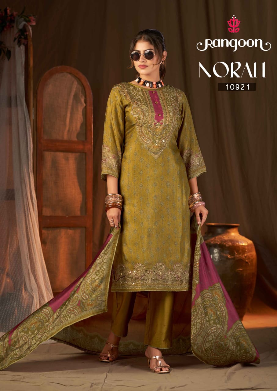 Norah Rangoon Muslin Readymade Pant Style Suits Exporter