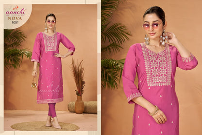 Nova Aanchi Two Tone Long Straight Kurti Wholesaler Gujarat