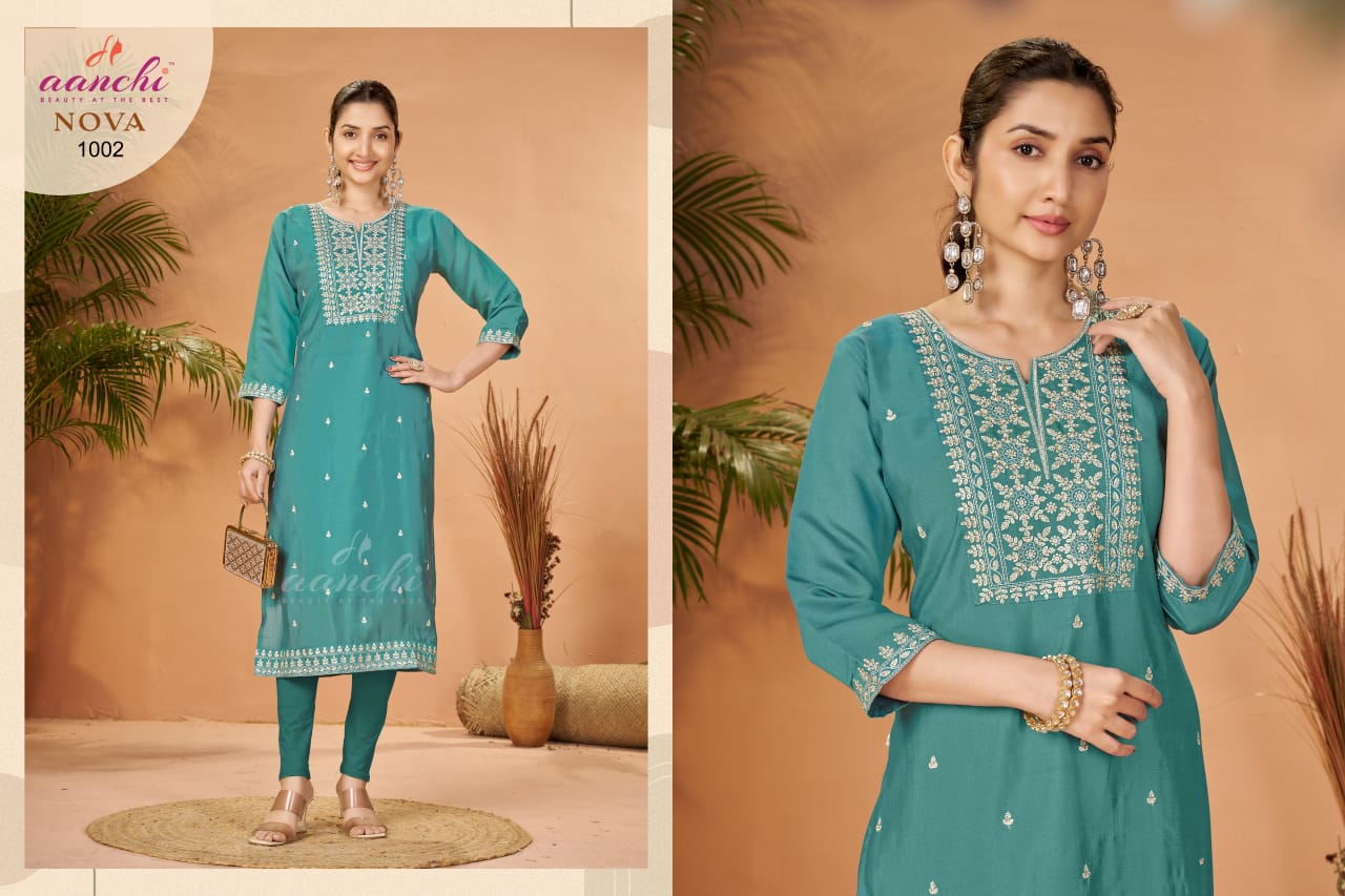 Nova Aanchi Two Tone Long Straight Kurti Wholesaler Gujarat