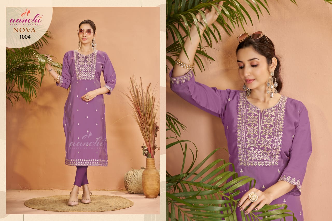 Nova Aanchi Two Tone Long Straight Kurti Wholesaler Gujarat