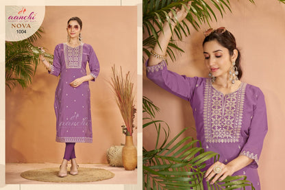 Nova Aanchi Two Tone Long Straight Kurti Wholesaler Gujarat