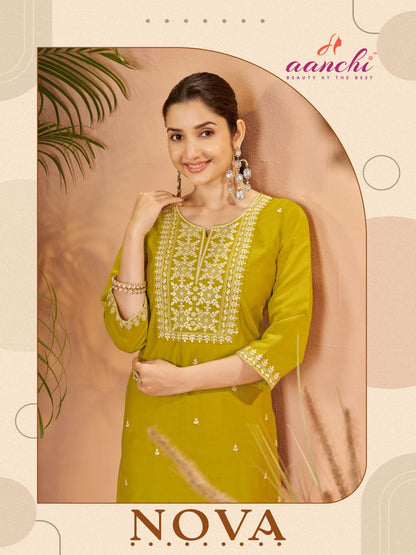 Nova Aanchi Two Tone Long Straight Kurti Wholesaler Gujarat
