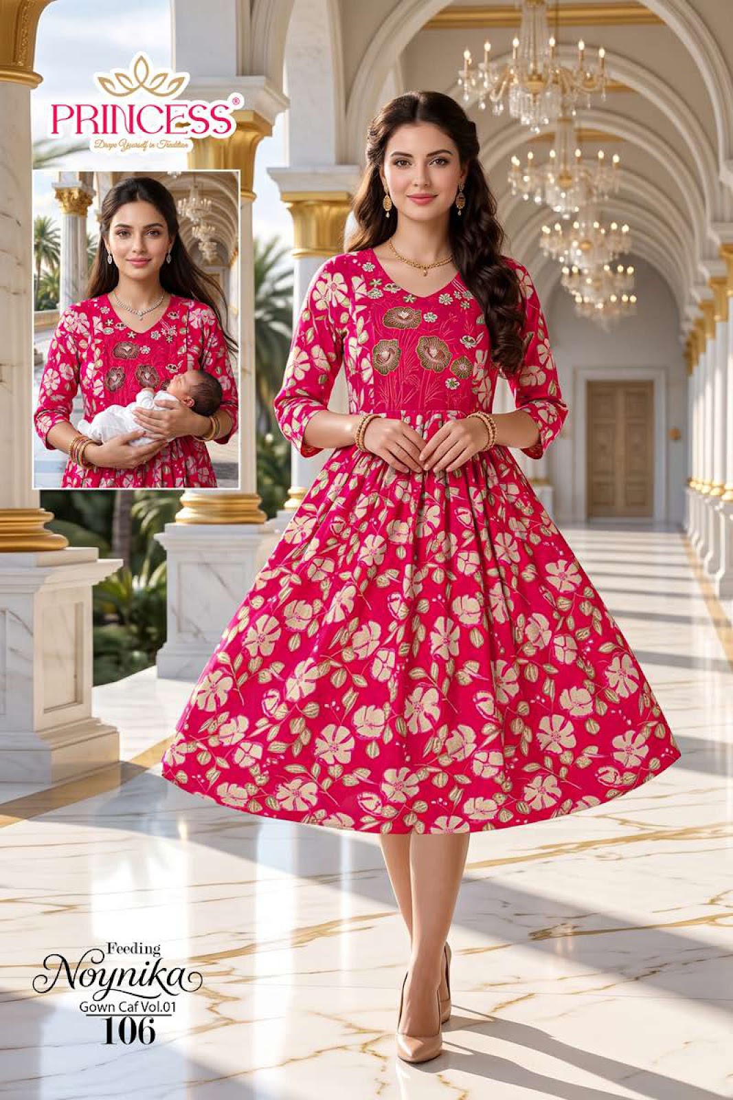 Noynika Vol 1 Princess Creation Reyon Feeding Kurtis Supplier