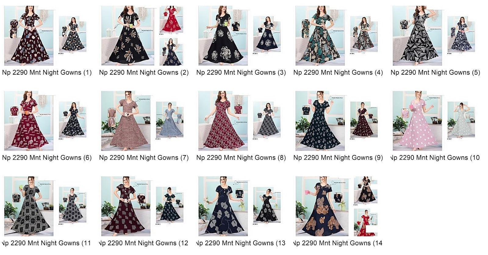 Np 2290 Mnt Reyon Night Gowns Supplier India