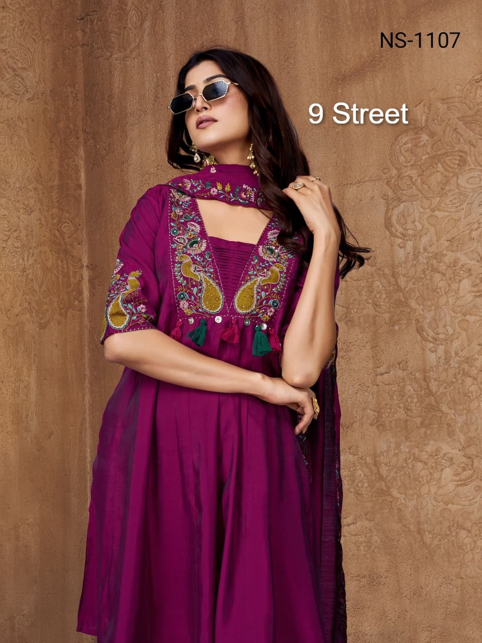 Ns 1106-1109 9 Street Roman Readymade Plazzo Style Suits Supplier