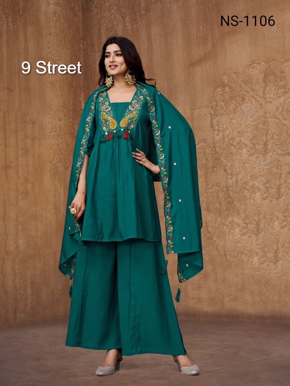 Ns 1106-1109 9 Street Roman Readymade Plazzo Style Suits Supplier