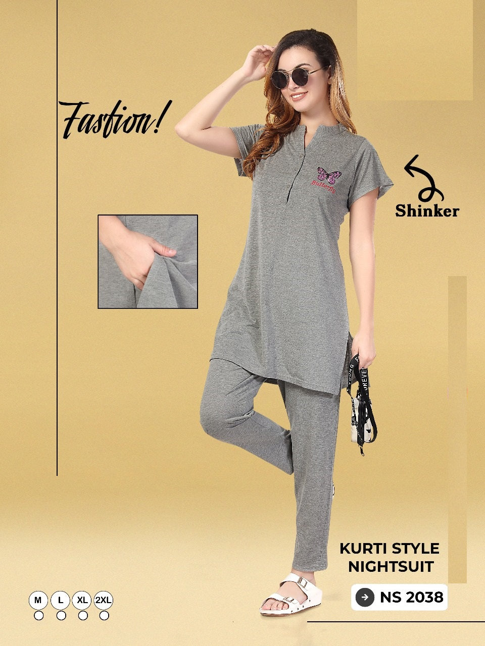 Ns 2038 Mnt Sinker Kurta Night Suits Supplier Ahmedabad