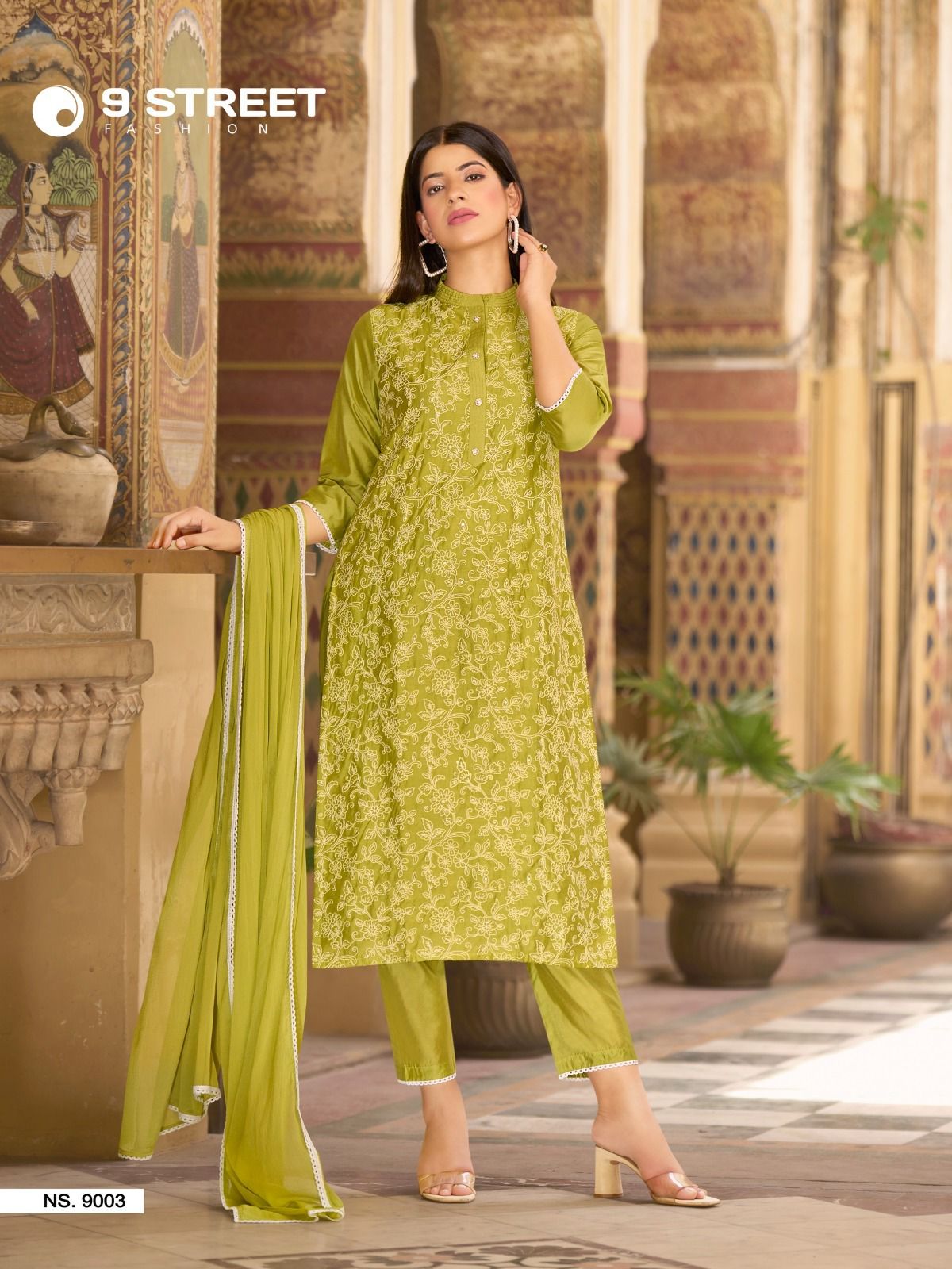 Ns 9003 9 Street Chanderi Silk Readymade Pant Style Suits Manufacturer