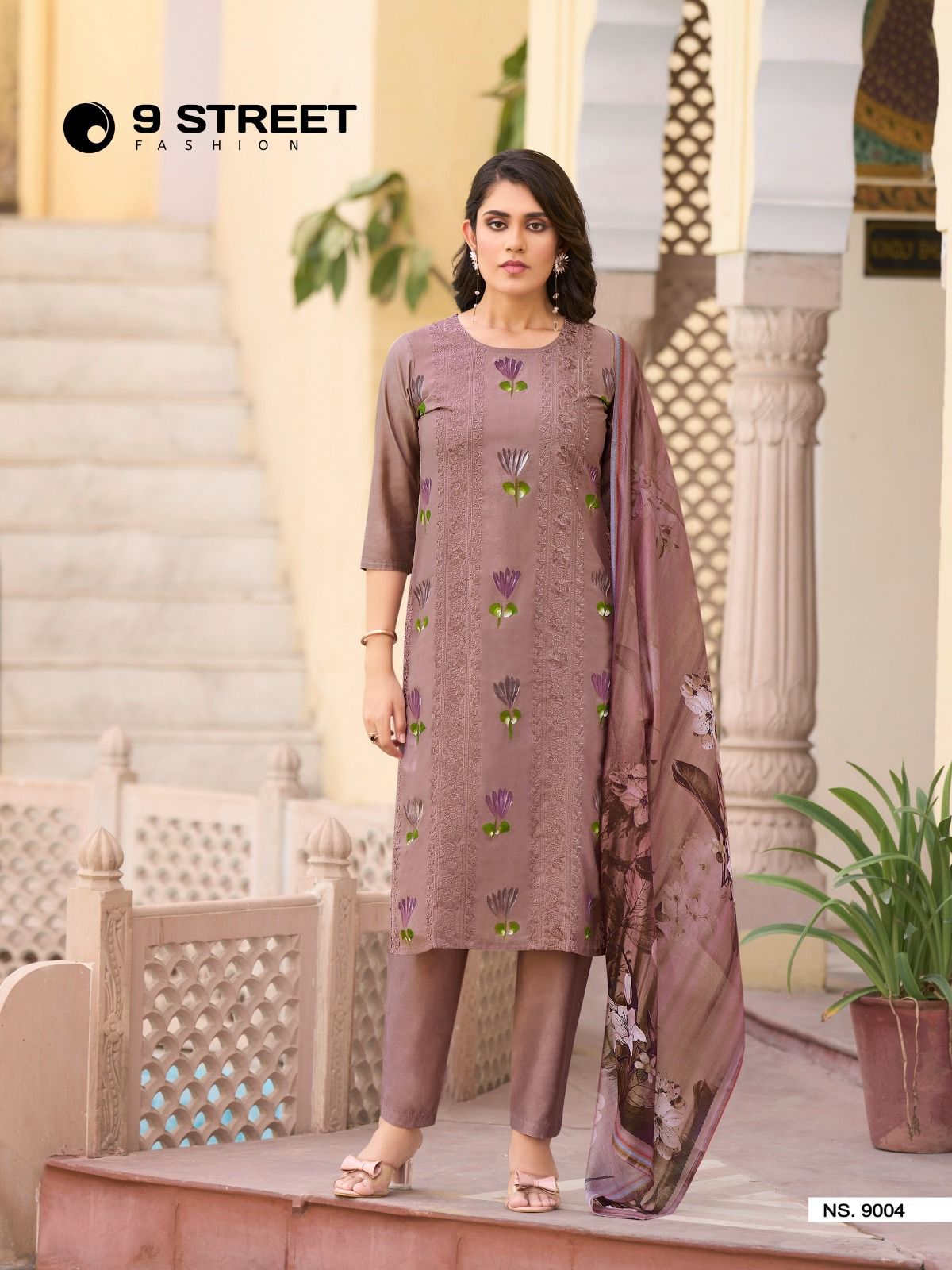 Ns 9004 9 Street Chanderi Silk Readymade Pant Style Suits Supplier