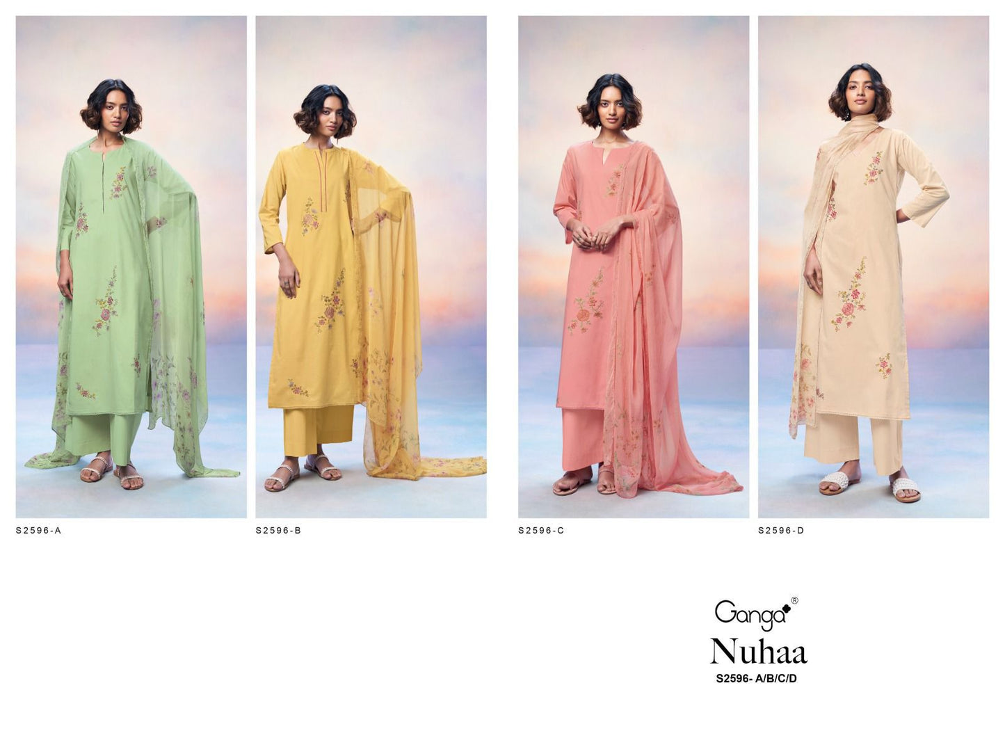 Nuhaa-2596 Ganga Premium Cotton Plazzo Style Suits Exporter