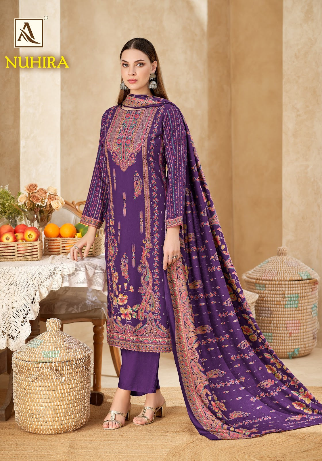Nuhira Alok Viscose Pashmina Suits Wholesale Price