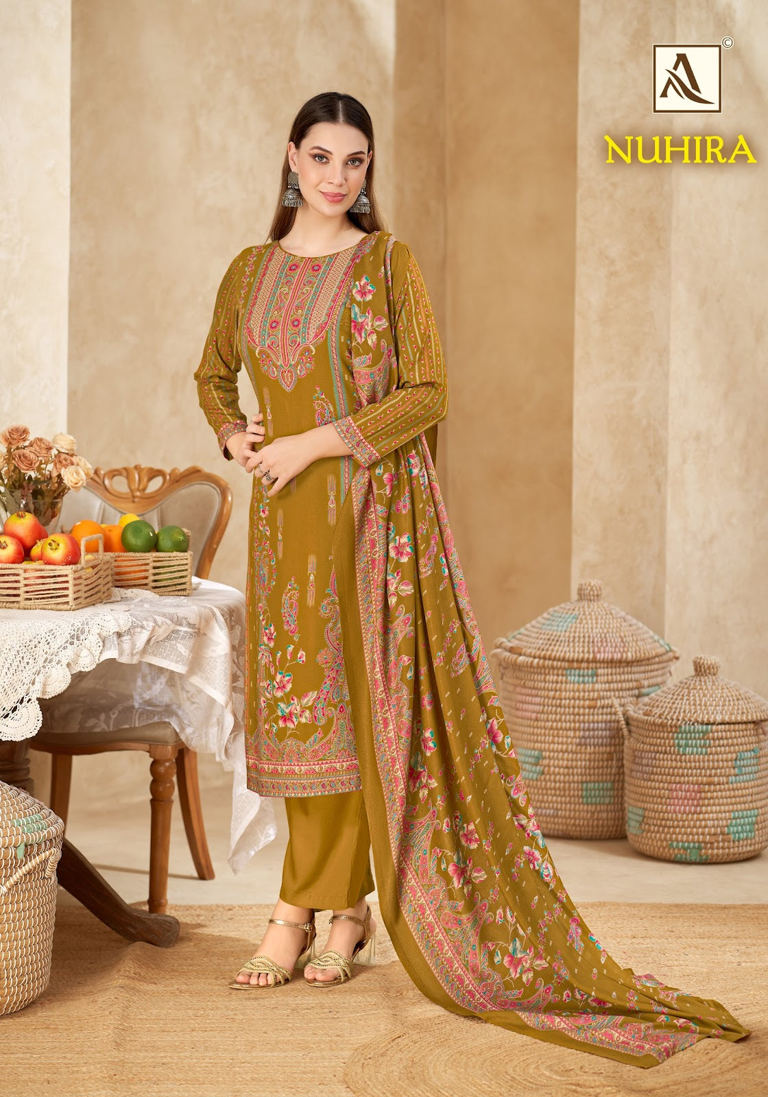 Nuhira Alok Viscose Pashmina Suits Wholesale Price
