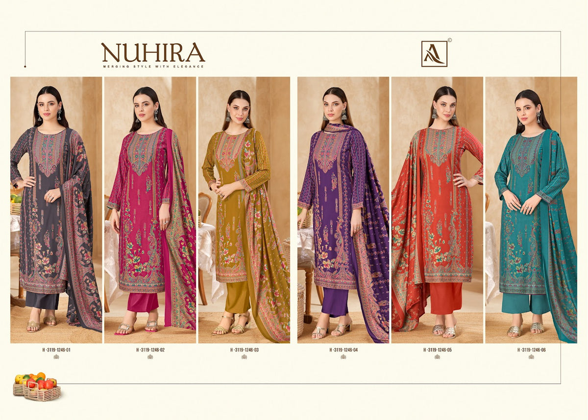 Nuhira Alok Viscose Pashmina Suits Wholesale Price