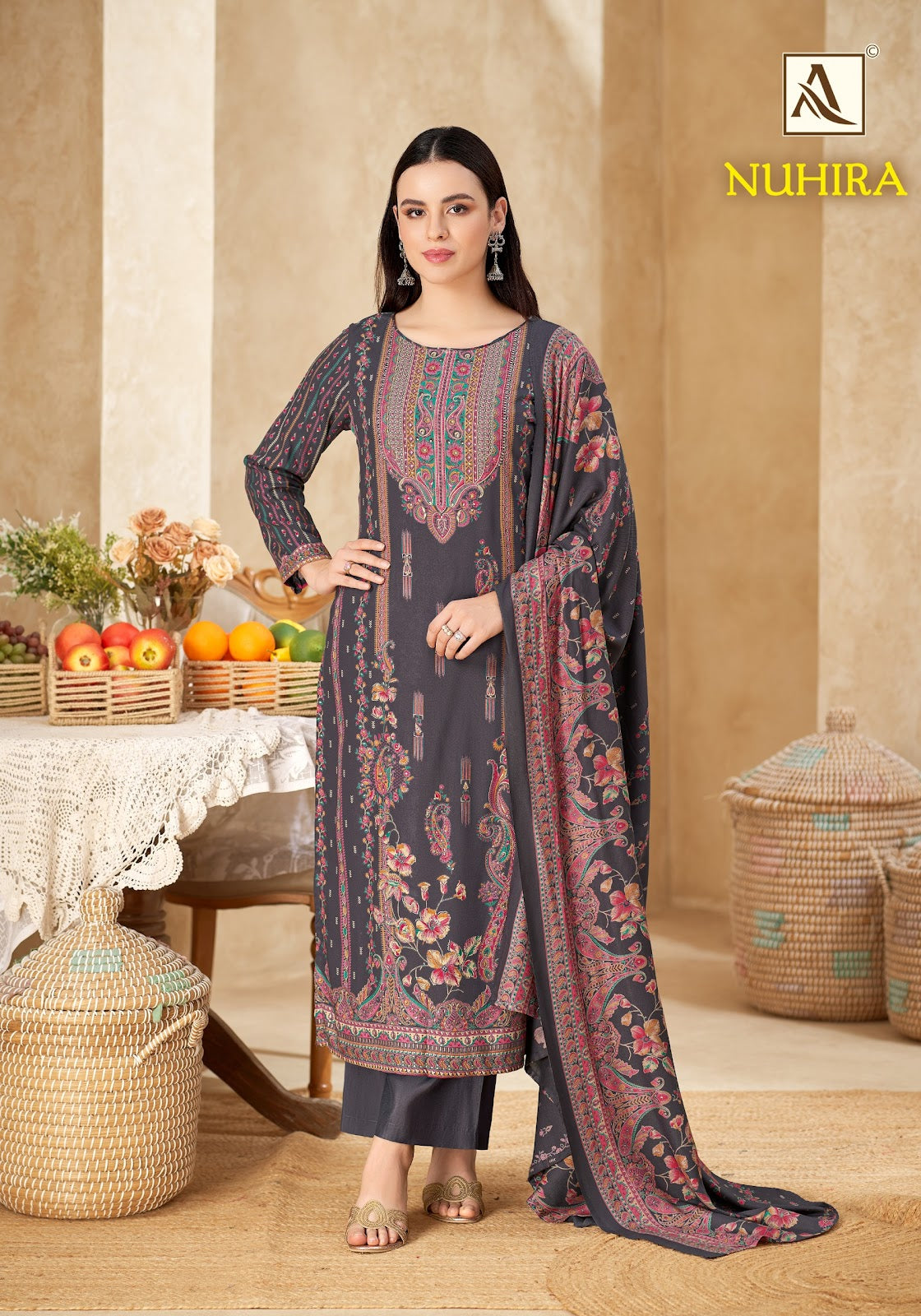Nuhira Alok Viscose Pashmina Suits Wholesale Price