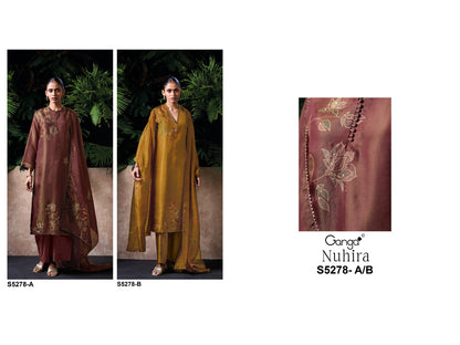 Nuhira S5278 Ganga Bemberg Silk Pant Style Suits Wholesale Price