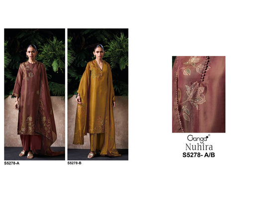 Nuhira S5278 Ganga Bemberg Silk Pant Style Suits Wholesale Price