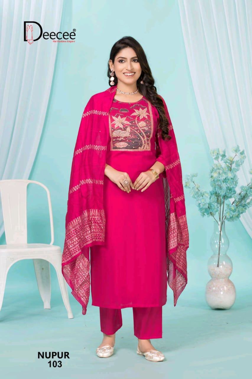 Nupur Deecee Roman Silk Readymade Pant Style Suits Manufacturer