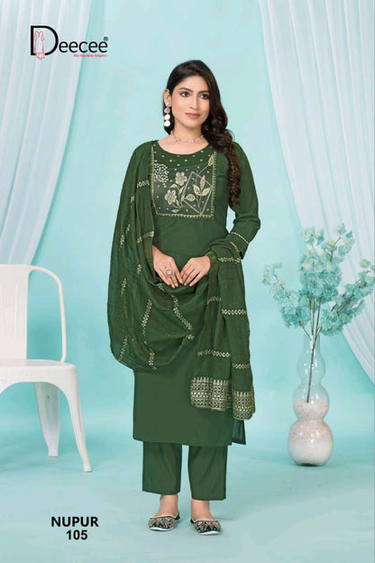 Nupur Deecee Roman Silk Readymade Pant Style Suits Manufacturer